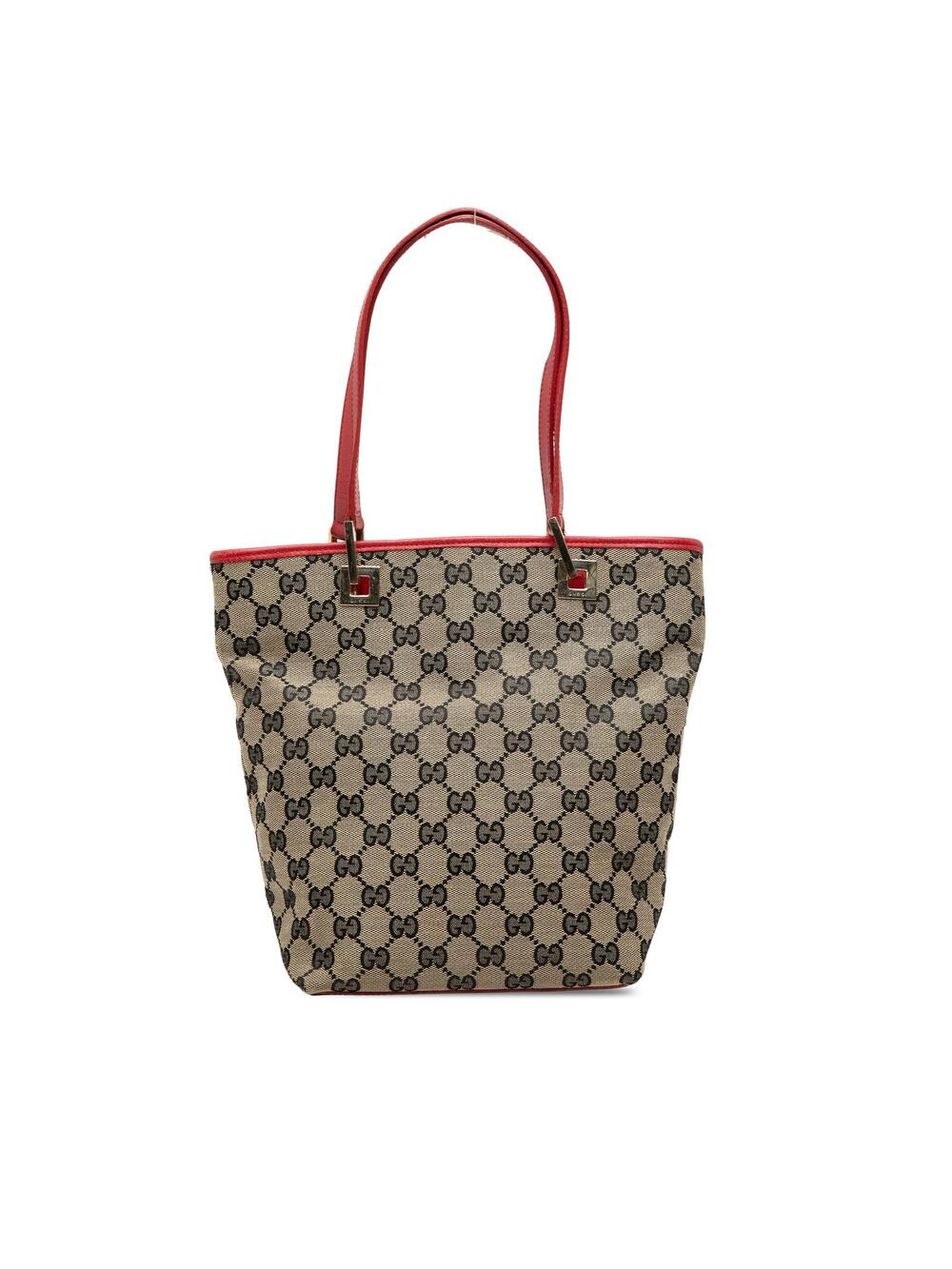 Gucci Gg Canvas Tote Pre-Loved Red #346899G42B